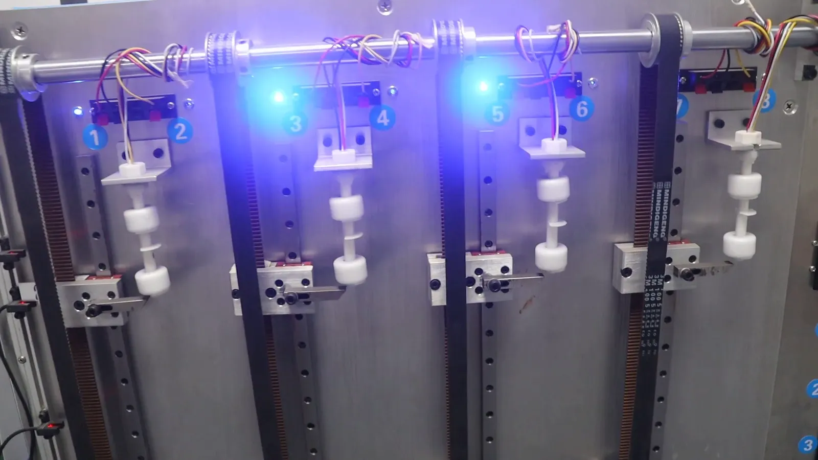 Multi-station test rig for float level switches at SEGMENsensor