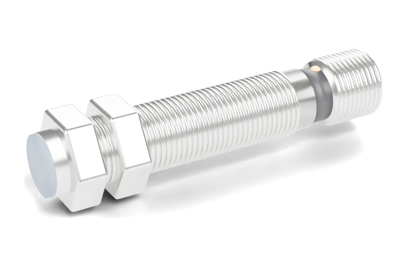Rendering of a SEGMENsensor M12 flush inductive proximity sensor with M12 connector