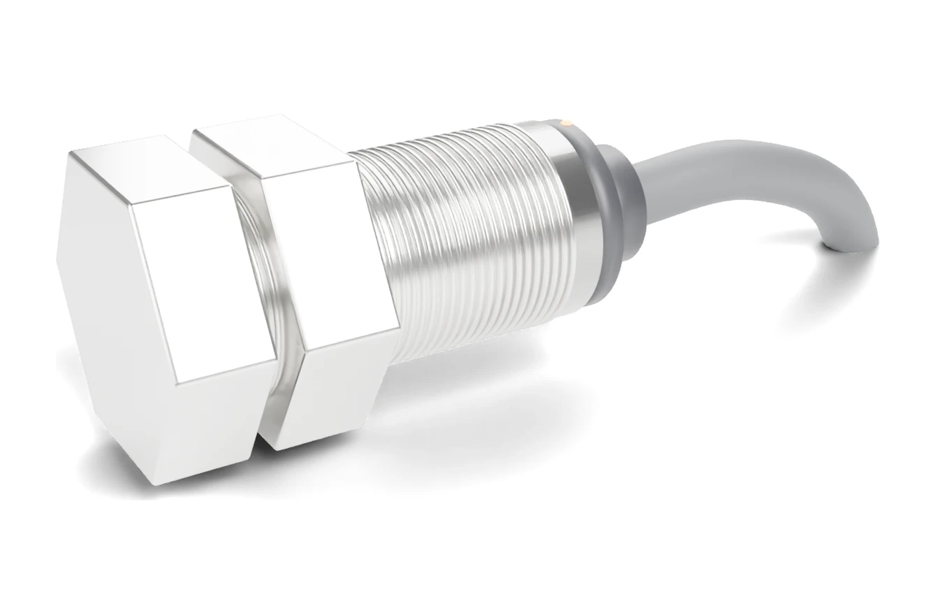 Rendering of a SEGMENsensor M30 flush inductive proximity sensor with 2 m cable