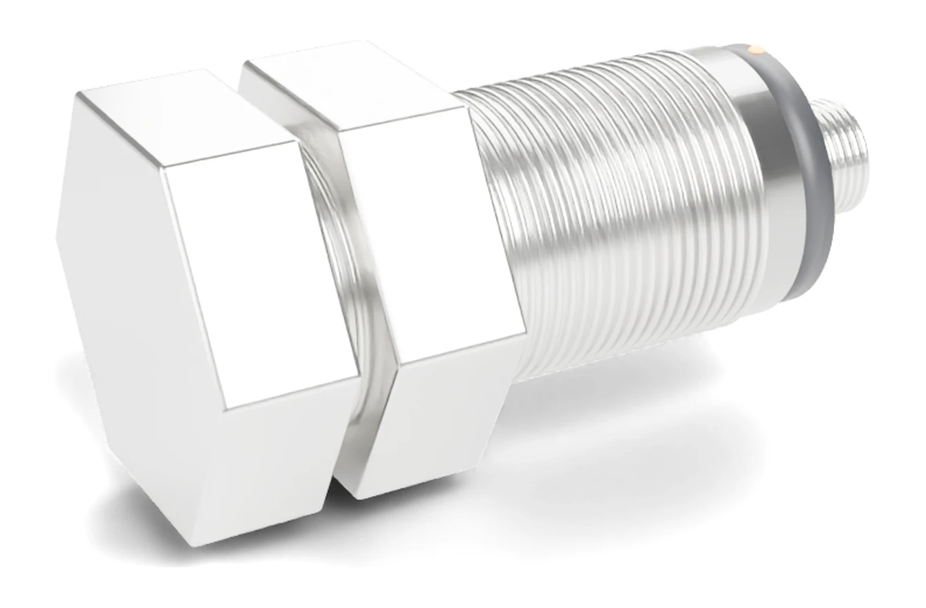 Rendering of a SEGMENsensor M30 flush inductive proximity sensor with M12 connector