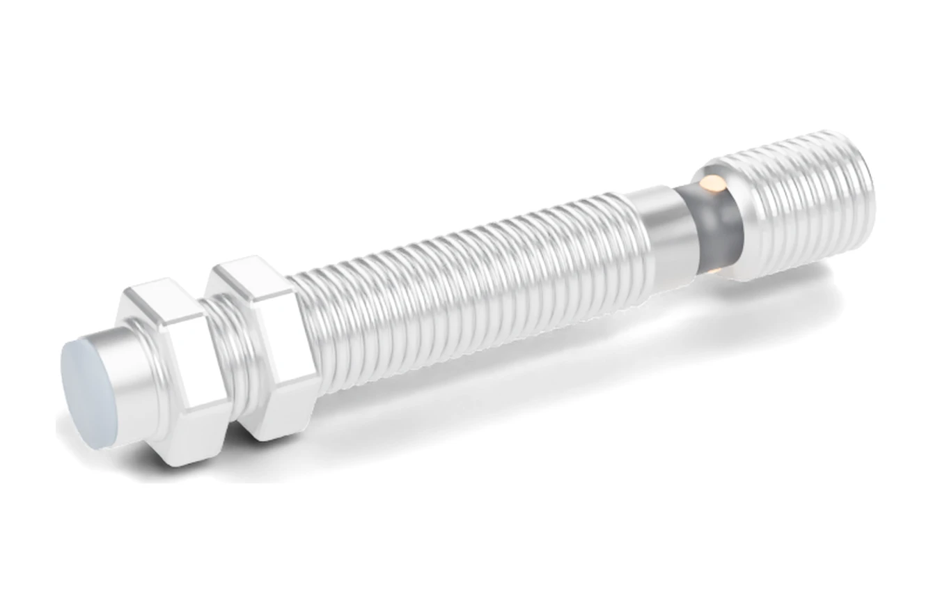 Rendering of a SEGMENsensor M8 flush inductive proximity sensor with M8 connector