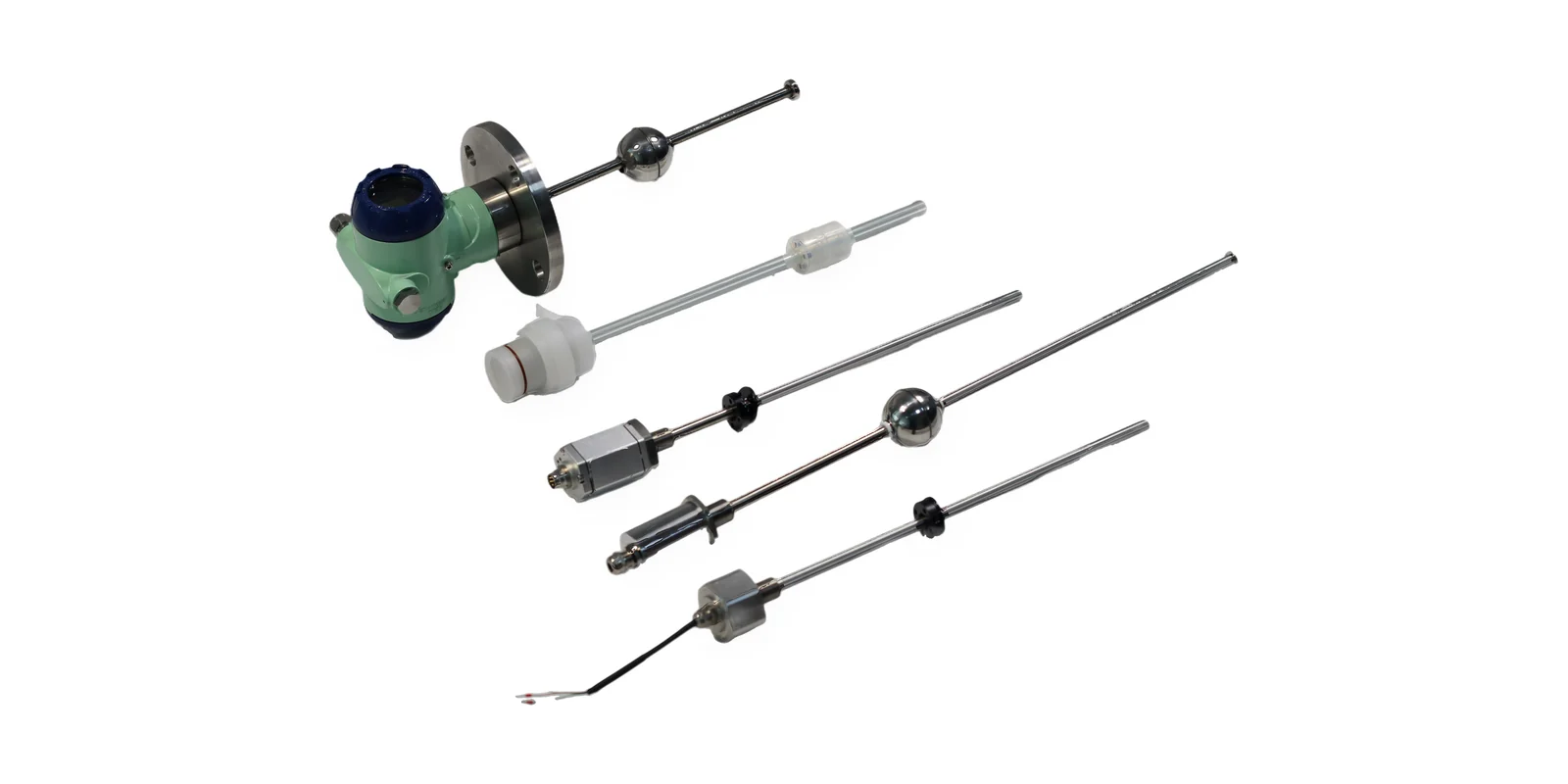 SEGMENsensor magnetostrictive level sensor range with stainless steel probes and floats for hydraulic oil, lube oil and fuel tanks