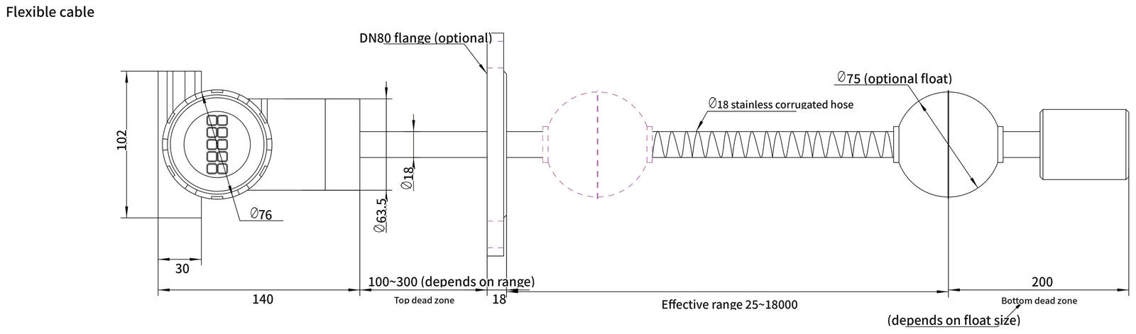 SE-LX30 dimension drawing (mm)