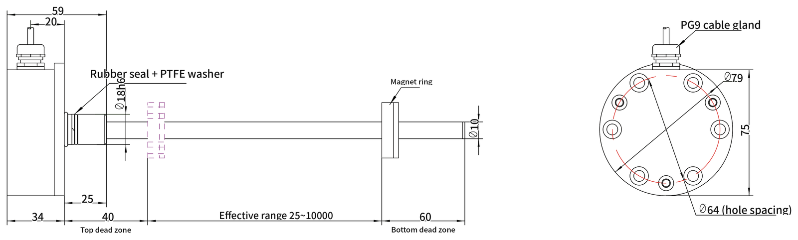 SGM-PF10 dimension drawing 1 (mm)